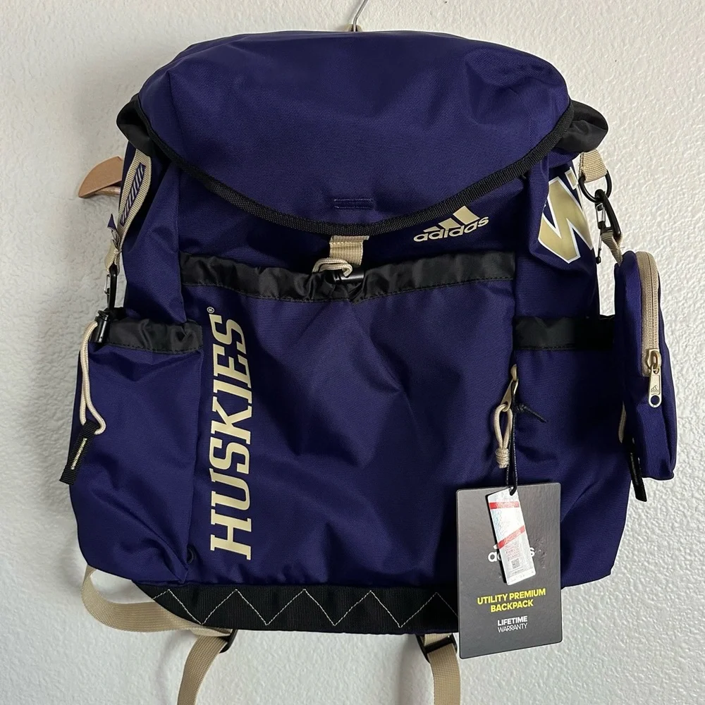 Washington Huskies Adidas PE Utility Premium Backpack Bag Elite NCAA Athletic